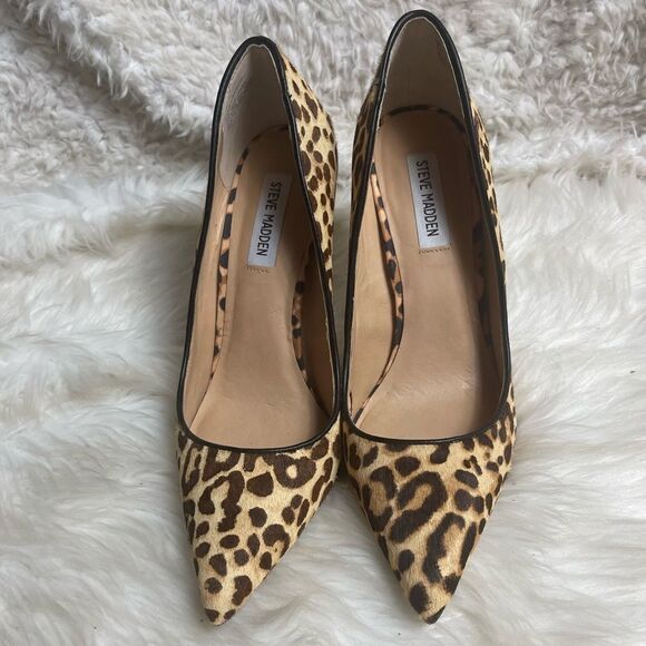 Steve Madden Shoes - Steve Madden Dasie leather Calf hair leopard print slip on heels 10M